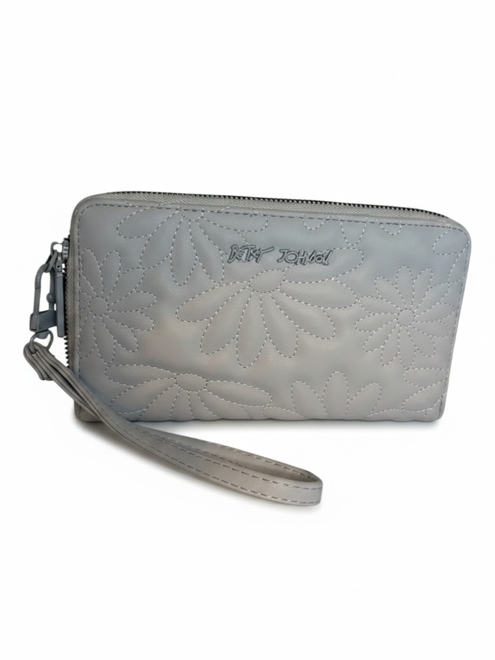 Betsey Johnson Light Blue Daisy-Quilted Wristlet Wallet